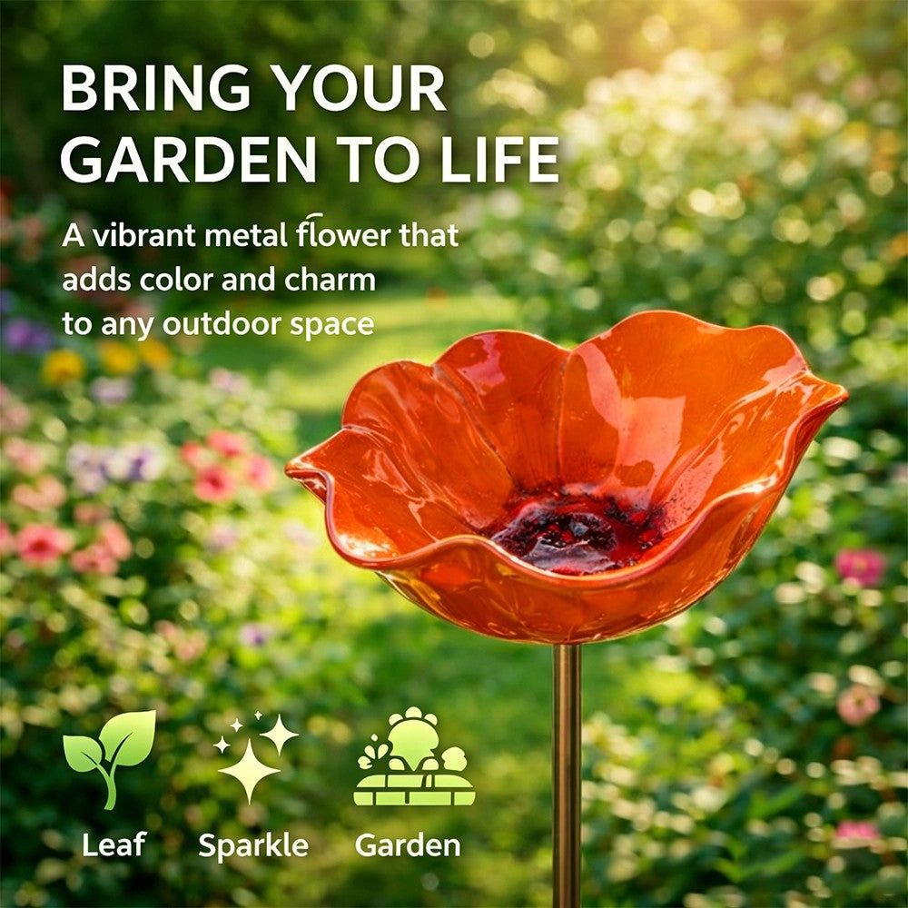 Metallblume mit Vogeltränke – Wunderschöne Gartendekoration in einem!
