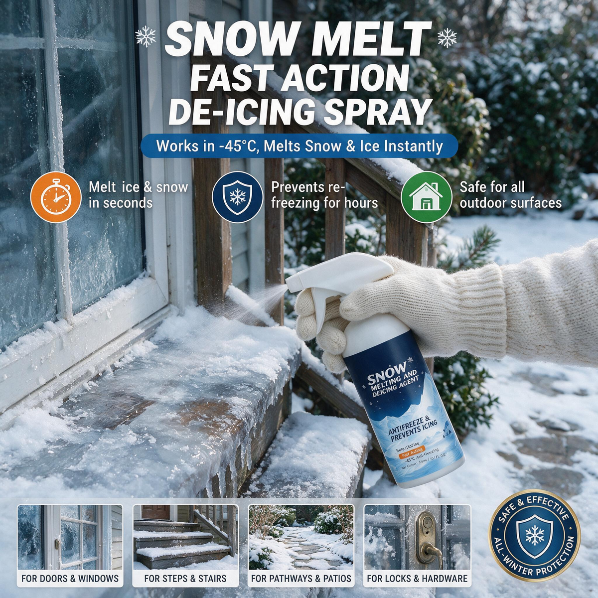 🧊 Hocheffizientes Schnee- und Eisschmelzmittel; geeignet für großflächiges Schneeschmelzen und die Enteisung von Fahrzeugen.