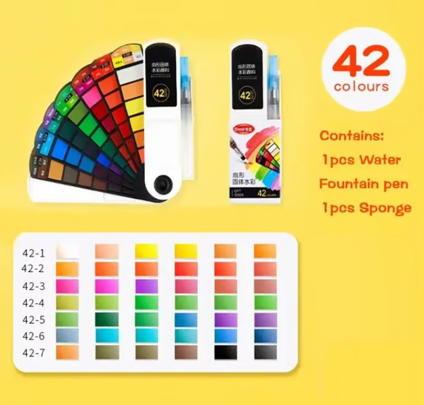 🎨Festes Aquarellfarben-Set mit Wasserpinsel-Stiftschwamm