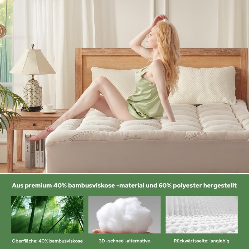 🥳HEISSER SALE 2026🥳💞50.000+ VERKAUFT!👵❤️ Matratzenauflage aus Bambusfaser-Viskose mit tiefen Taschen, gesteppter Matratzentopper, weich & druckentlastend