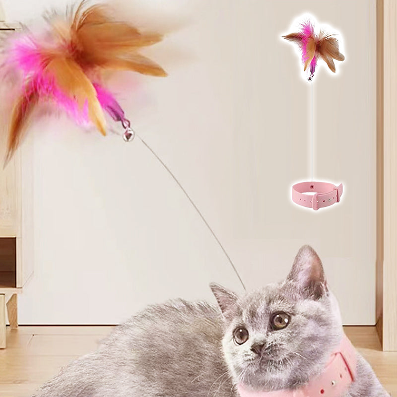 Verstellbares interaktives Katzenspielzeug mit Feder und Halsband