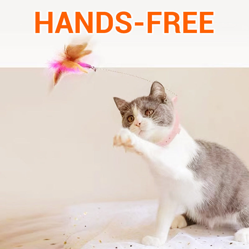 Verstellbares interaktives Katzenspielzeug mit Feder und Halsband