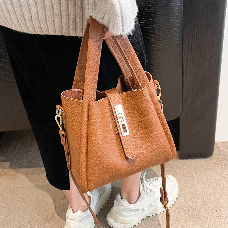 Women's Large Capacity Faux Leather Bucket Bag