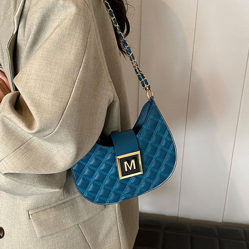 Damen Steppte Knödel Design Kette Umhängetasche