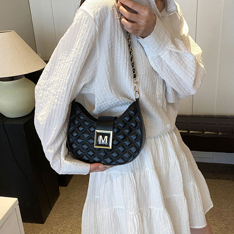 Damen Steppte Knödel Design Kette Umhängetasche