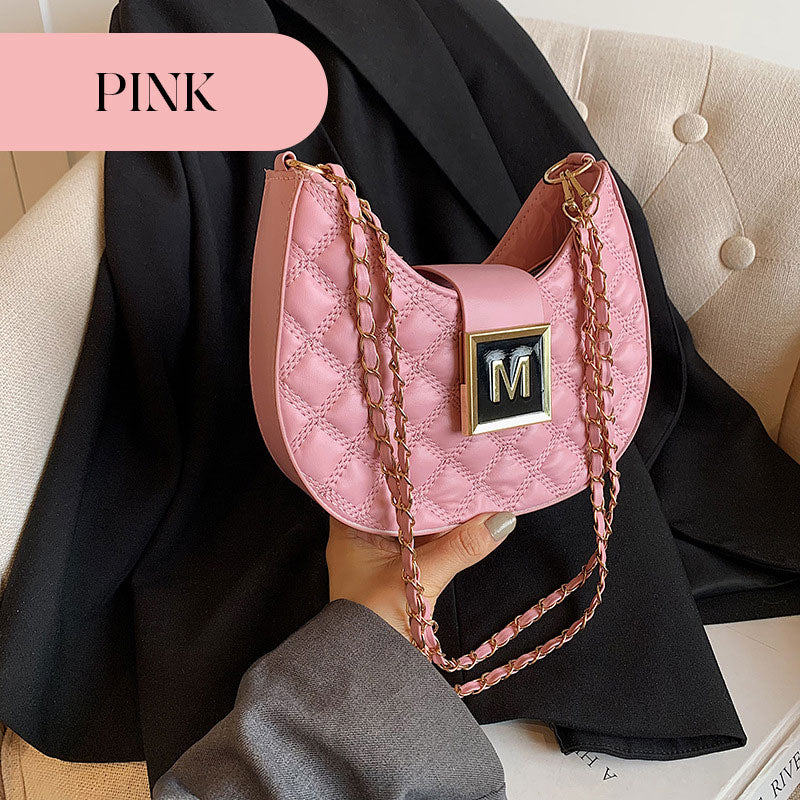 Damen Steppte Knödel Design Kette Umhängetasche