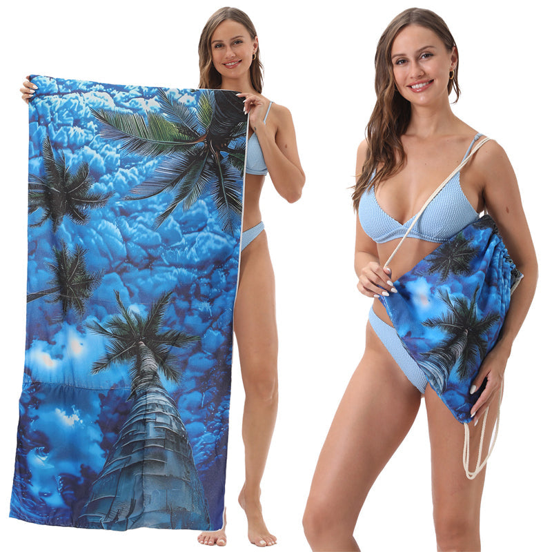 2-in-1 bedruckter Strandtuch-Rucksack