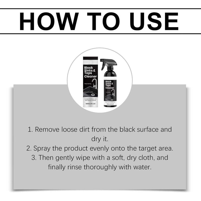 🚿2 kaufen1 gratis🔥Spray für schwarze Waschbecken und Wasserhähne, Spray zur Entfernung hartnäckiger Wasserflecken