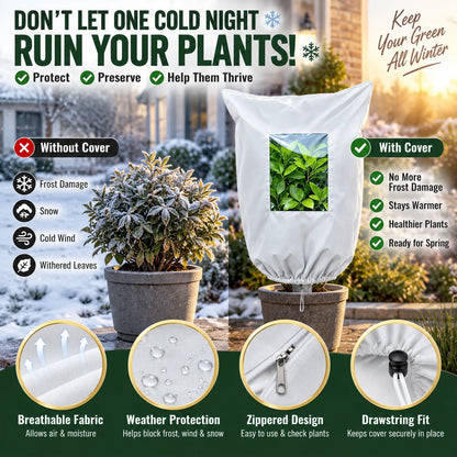 📢📢50% RABATT !!⏰🌱Winterschutz-Pflanzenhülle mit Reißverschluss und Kordelzug zum Frostschutz