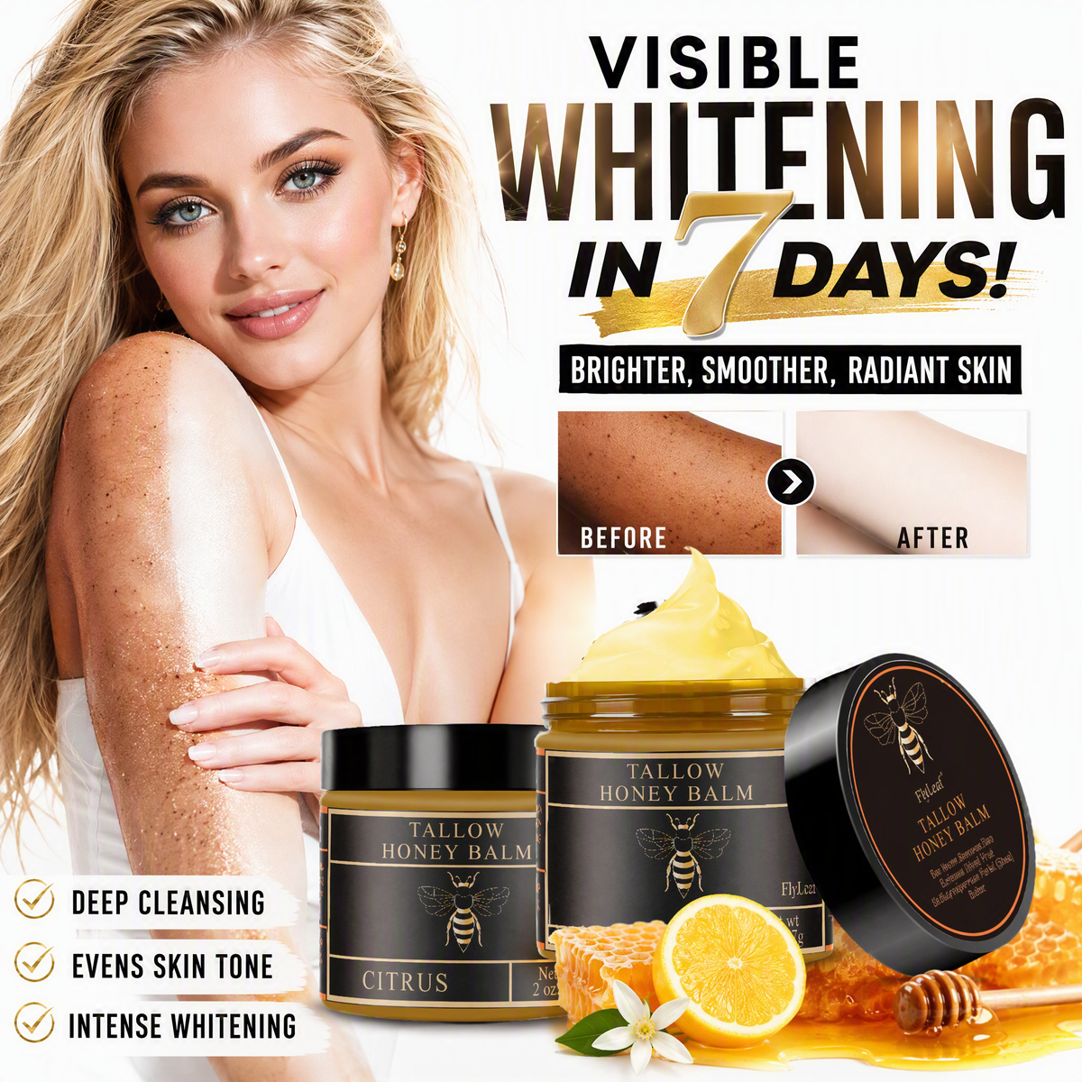❤️Sichtbare Ergebnisse bereits nach 3 Anwendungen – Ihre Haut wird um einen Farbton heller! Feuchtigkeitscreme mit Butter und Bio-Honigextrakt.