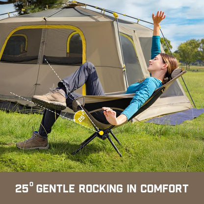 🪑 Campingstuhl, tragbar und leicht, komfortabler, faltbarer Schaukelstuhl mit Tragetasche für Camping, Wandern, Terrasse, Angeln, bis 113 kg belastbar, Campingliege, zusammenklappbarer Stuhl