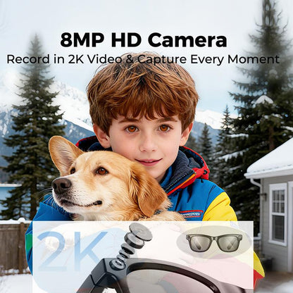 🥳 KI-Smart-Brille mit ChatGPT, 8-MP-Kamera und HD 1200P 4K-Videoaufzeichnung, Echtzeitübersetzung in über 160 Sprachen, Bluetooth 5.4, HiFi-Audio- und Musiksteuerung, intelligente Sonnenbrille mit Videoaufzeichnung für unterwegs