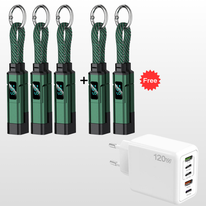 🔌 4-in-1 Ladekabel mit Digitalanzeige & Schlüsselanhänger – schnellladend, knickfest & kompakt