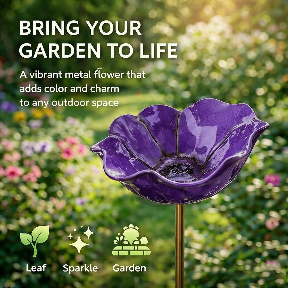 Metallblume mit Vogeltränke – Wunderschöne Gartendekoration in einem!