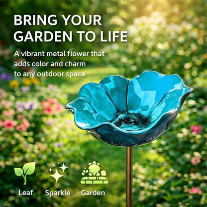 Metallblume mit Vogeltränke – Wunderschöne Gartendekoration in einem!