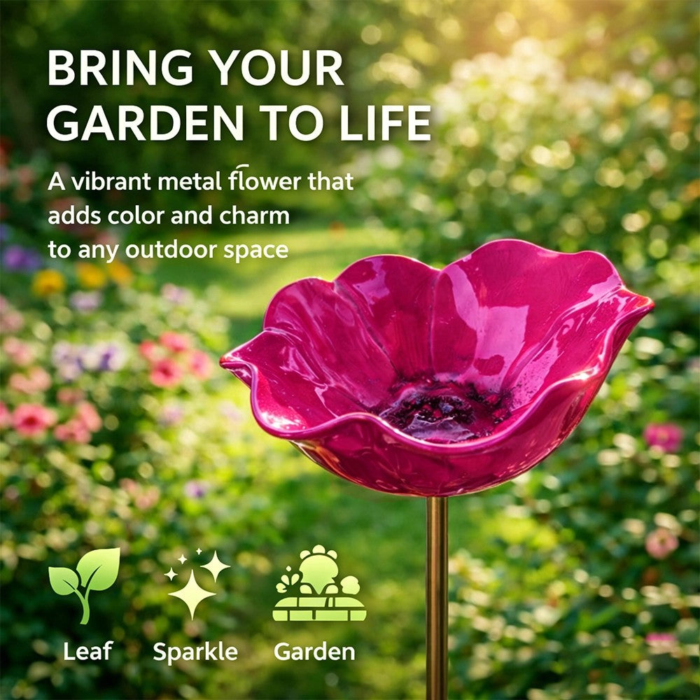 Metallblume mit Vogeltränke – Wunderschöne Gartendekoration in einem!