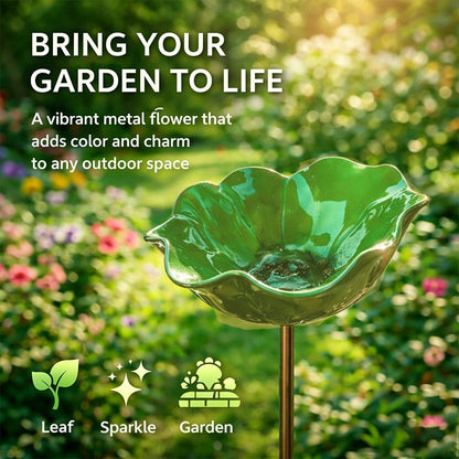Metallblume mit Vogeltränke – Wunderschöne Gartendekoration in einem!