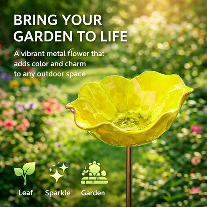 Metallblume mit Vogeltränke – Wunderschöne Gartendekoration in einem!