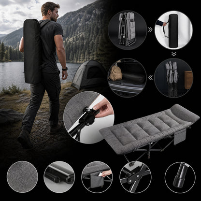 🪑 Tragbares Klappbett – stabiles Feldbett mit 10-Punkt-Stütze, bis 200 kg belastbar, faltbar & platzsparend, für Büro, Zuhause, Mittagspause, Studentenwohnung, Gästebett, Camping & Outdoor – Must-have zum Schulstart🏕️✨