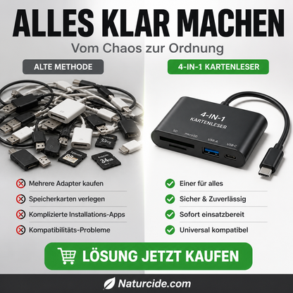 🛍️  3-in-1 Speicherkartenleser für Handy & Tablet – USB-C, Lightning, USB-A – Plug & Play für iPhone , Android, PC & Mac 📱