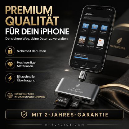 🛍️  3-in-1 Speicherkartenleser für Handy & Tablet – USB-C, Lightning, USB-A – Plug & Play für iPhone , Android, PC & Mac 📱