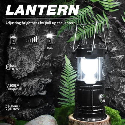 ⛺️Solar-Campinglaterne – wiederaufladbare LED-Leuchte mit Magnetfuß und ausklappbarem Aufhängehaken; zusammenklappbare, batteriebetriebene Lampe – ideal bei Stromausfällen, zum Wandern und für Notfälle