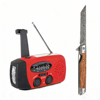⏳ Solar-Kurbelradio mit AM/FM-Empfang – 3-LED-Taschenlampe, USB-Notladefunktion und 600-mAh-Akku-Gcom