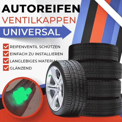 ⏳Limitiertes 50 % Rabatt⏰Leuchtende Nachtfahrer-Ventilkappen (Reifen-Ventilkappen) – 4 Stück, universell passend, originalgetreue Abdichtung & Diebstahlschutz 🛡️🔒