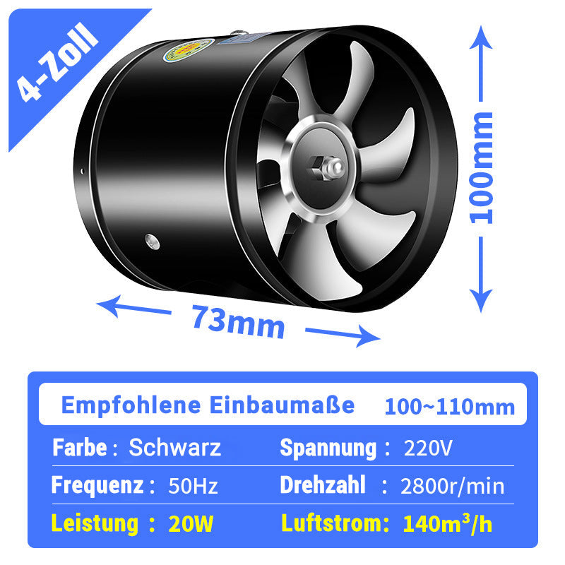 Starker Haushalts-Saugventilator für Rohre