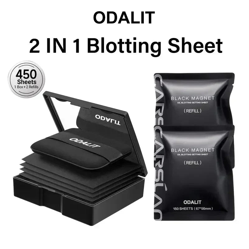 ⏰1 kaufen, 1 gratis dazu💝Schwarzes Magnet-Öl-Blotting-Setting-Sheet mit Puder für mehr Kontrolle über die Hautfettigkeit. Hält die Haut frisch. 2-in-1-Blotting-Sheet.