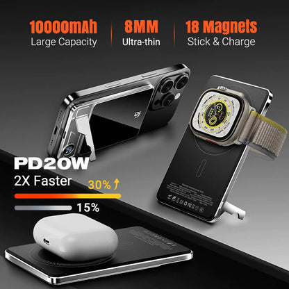 🔋Professionelles magnetisches Ladegerät für Reisende und Profis | 22,5 W kabelgebunden & 15 W kabellos | 10.000 mAh | Schnelle Lieferung