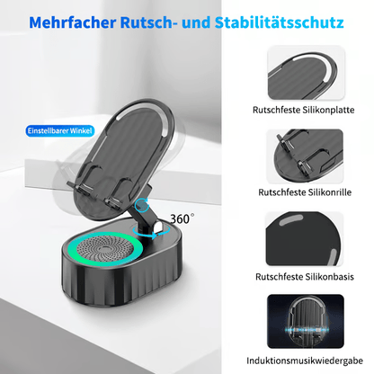 2025 Verbesserter Handyständer mit Induktionslautsprecher/Powerbank/Atmosphärenlicht✨