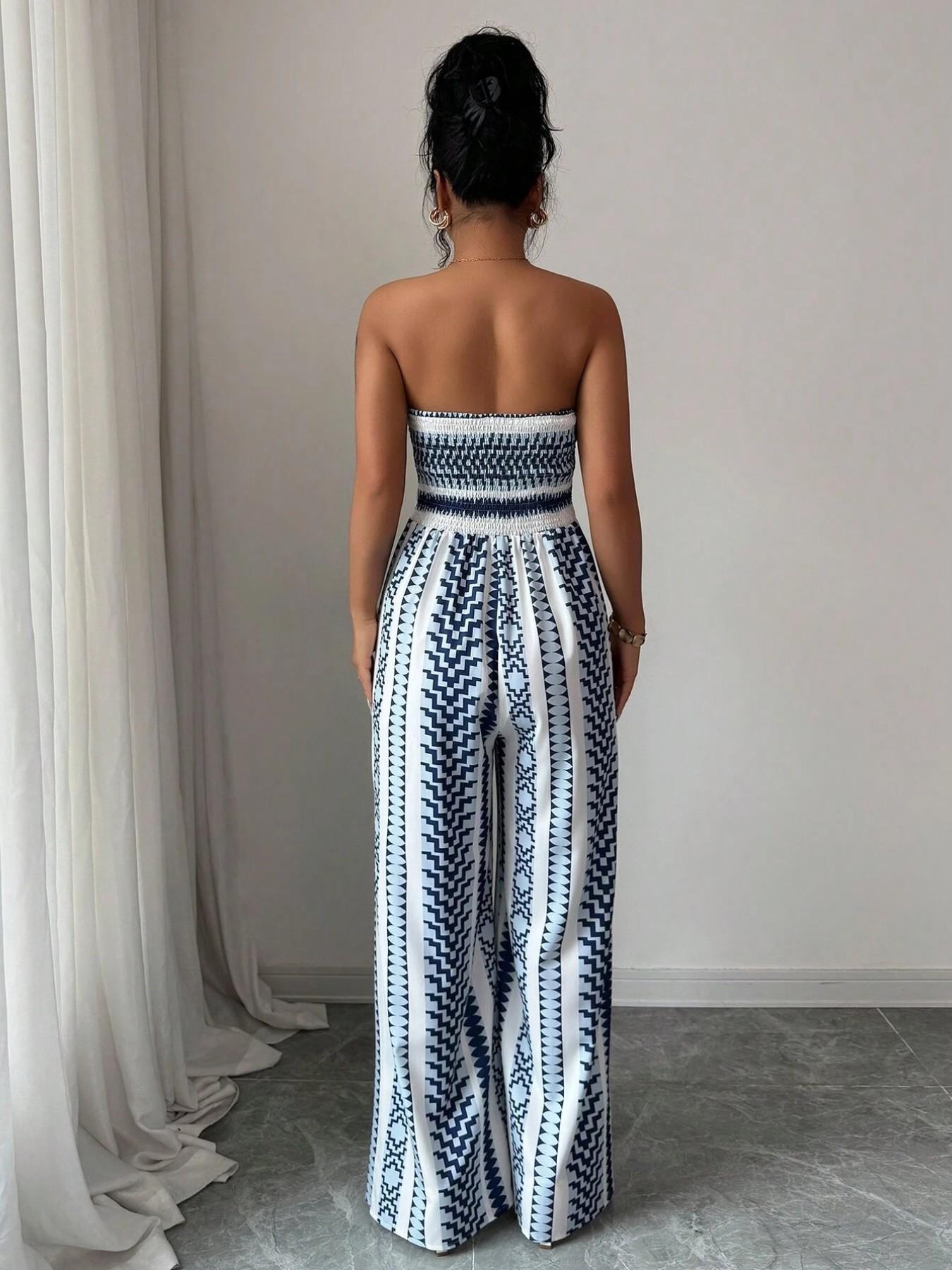 Tuta Intera Senza Spalline Floreale Boho Da Donna