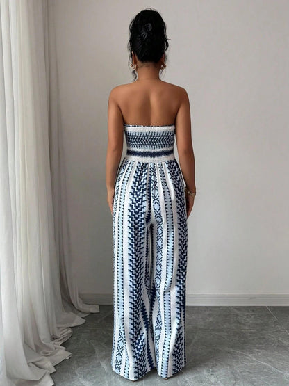 Tuta Intera Senza Spalline Floreale Boho Da Donna
