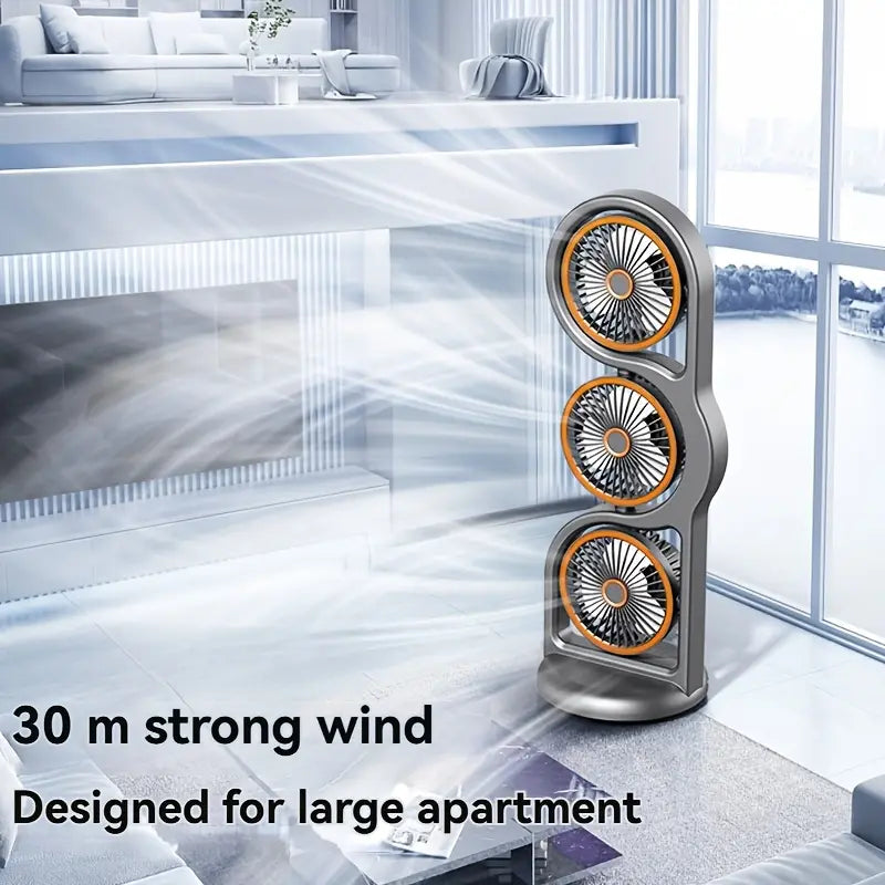 🌬️✨ NEU 2026! 50% RABATT! Tragbarer USB-wiederaufladbarer Dreikopfventilator – 360° Luftzirkulation & 5 Geschwindigkeitsstufen – Ideal für Studentenwohnheim, Outdoor & als Tischventilator 🎓🔋