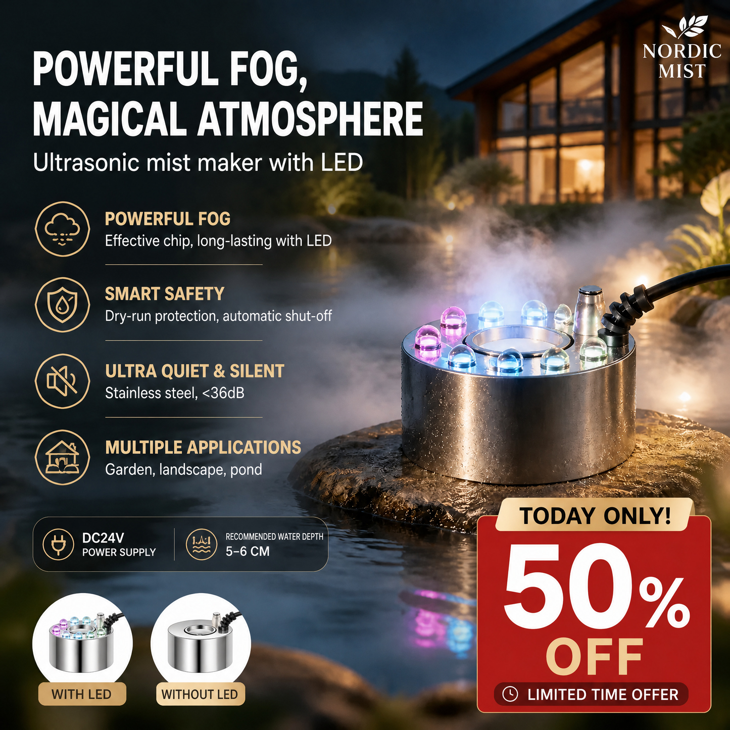 🌫️ Landschaftsnebelmaske aus Edelstahl – kraftvoller Nebel, Verbrennungsschutzsensor, geräuschloser Betrieb. Ideal für Teiche, Springbrunnen und Miniaturbäume – schafft eine zauberhafte Atmosphäre! ✨💧