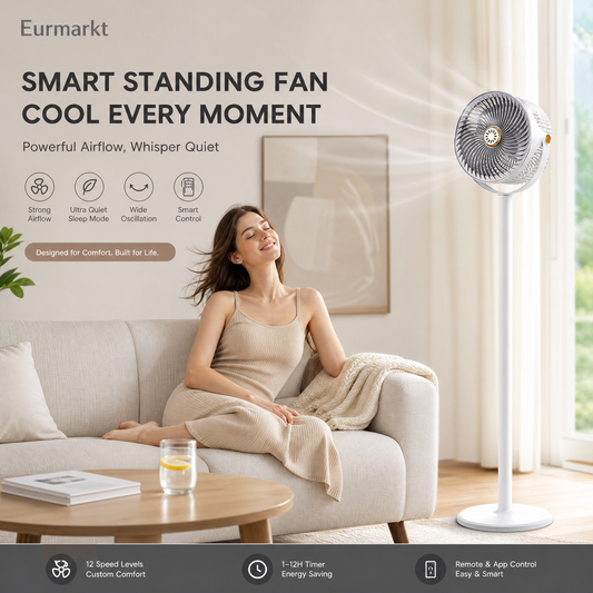 🥳2026 HEISSER VERKAUF🥳💞ÜBER 50.000 VERKAUFT!🌀🌿 50 % RABATT! Flüsterleiser, verstellbarer Standventilator – 4 Höhen, 5 Geschwindigkeiten, neigbarer Kopf. Leiser Motor, tragbar und per USB-C aufladbar. Für eine angenehme Brise in jedem Raum! 🔇✨