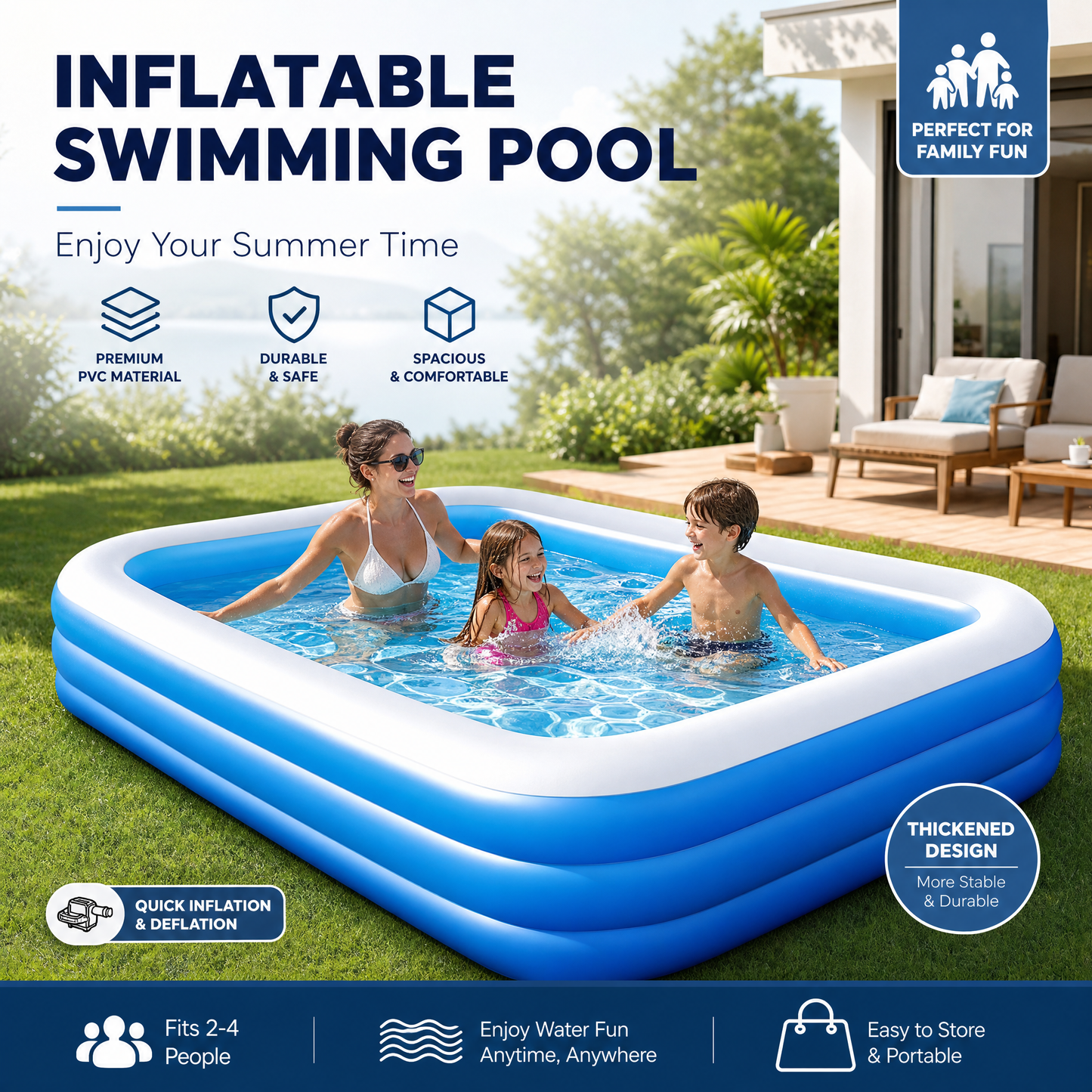 🥳HEISSER SALE 2026🥳💞50.000+ VERKAUFT!👵❤️Verdicktes aufblasbares Schwimmbecken mit Luftpumpe