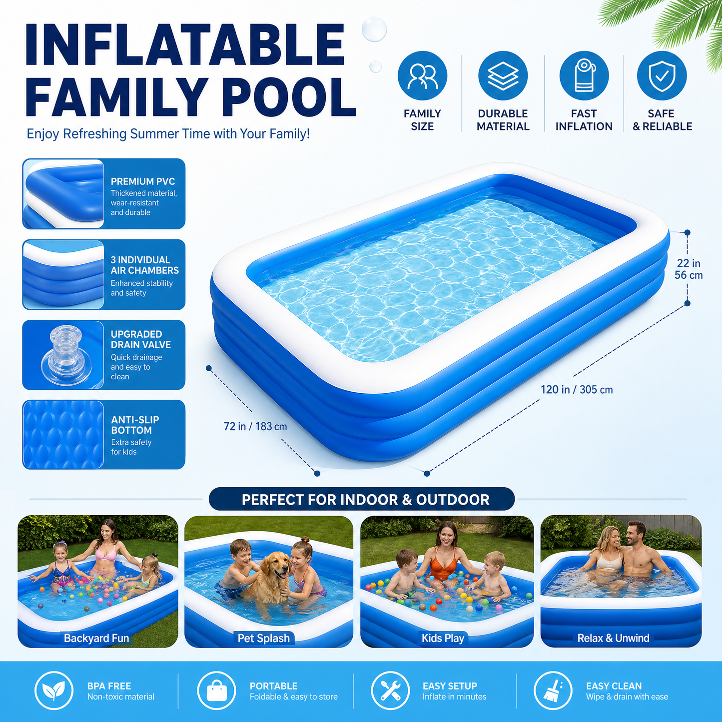 🥳HEISSER SALE 2026🥳💞50.000+ VERKAUFT!👵❤️Verdicktes aufblasbares Schwimmbecken mit Luftpumpe