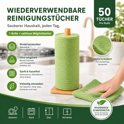 🎉 Aktion 2026 – Über 55.000 Stück verkauft! 🧽 Reißfeste Reinigungstücher – fusselfrei, keine Wasserflecken, super saugfähig, wiederverwendbar, ein Tuch hält eine Woche ✨