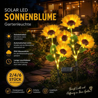 🌻✨ Lebensechte Blüten, IP65 wasserdicht & automatische Dämmerungssensor (8-12h Leuchtdauer)