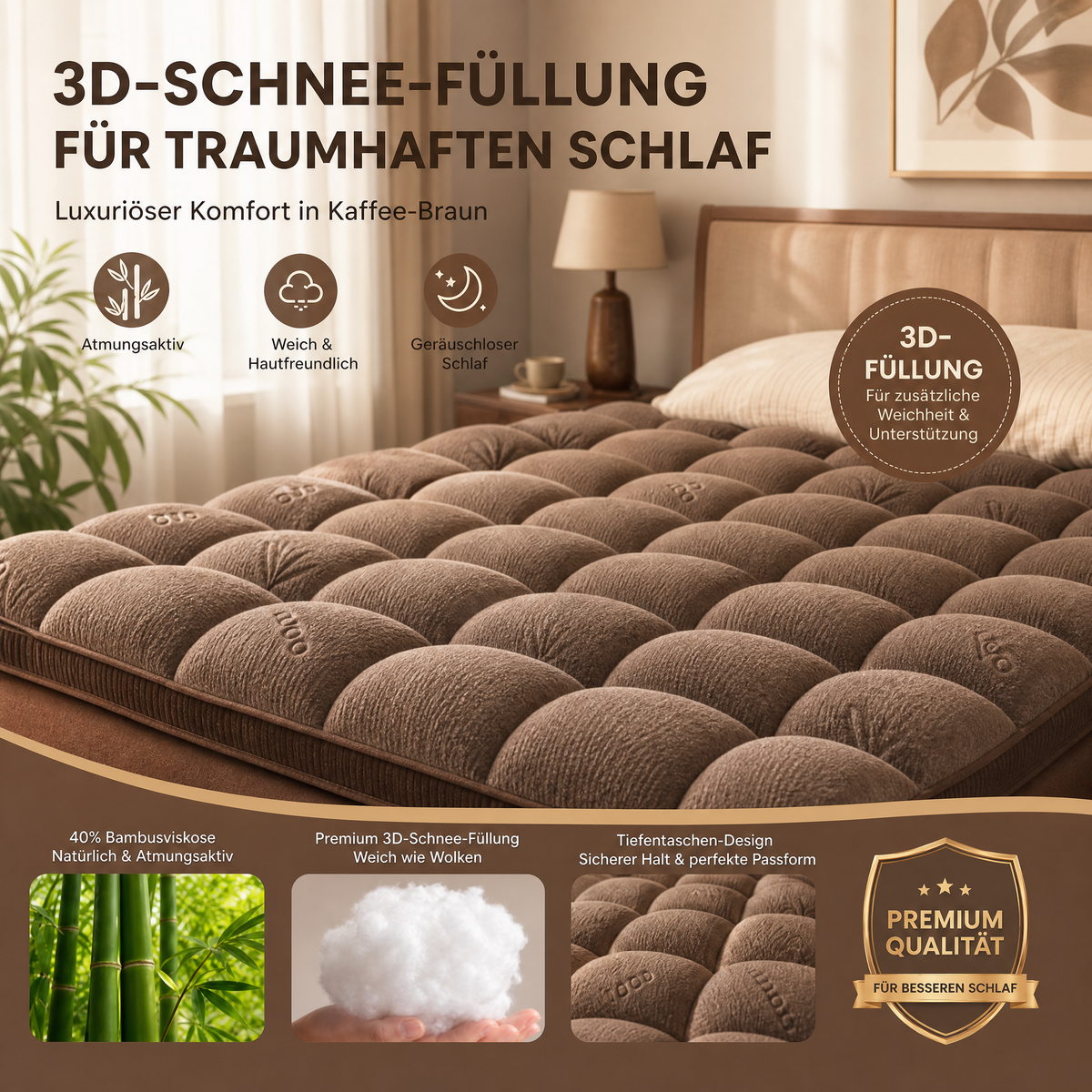 🥳HEISSER SALE 2026🥳💞50.000+ VERKAUFT!👵❤️ Matratzenauflage aus Bambusfaser-Viskose mit tiefen Taschen, gesteppter Matratzentopper, weich & druckentlastend