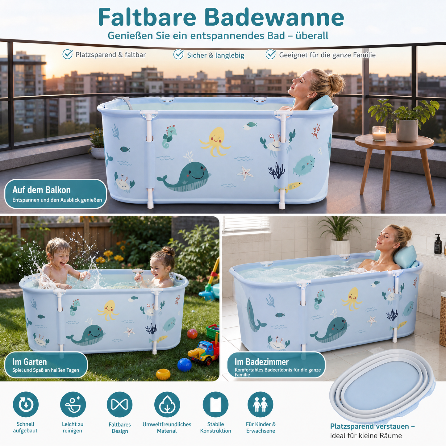 🥳HEISSER SALE 2026🥳💞50.000+ VERKAUFT!👵❤️  Faltbare Badewanne, perfekt zum Baden und Spielen im Wasser, die erste Wahl für Kinder, die Wasseraktivitäten genießen möchten.