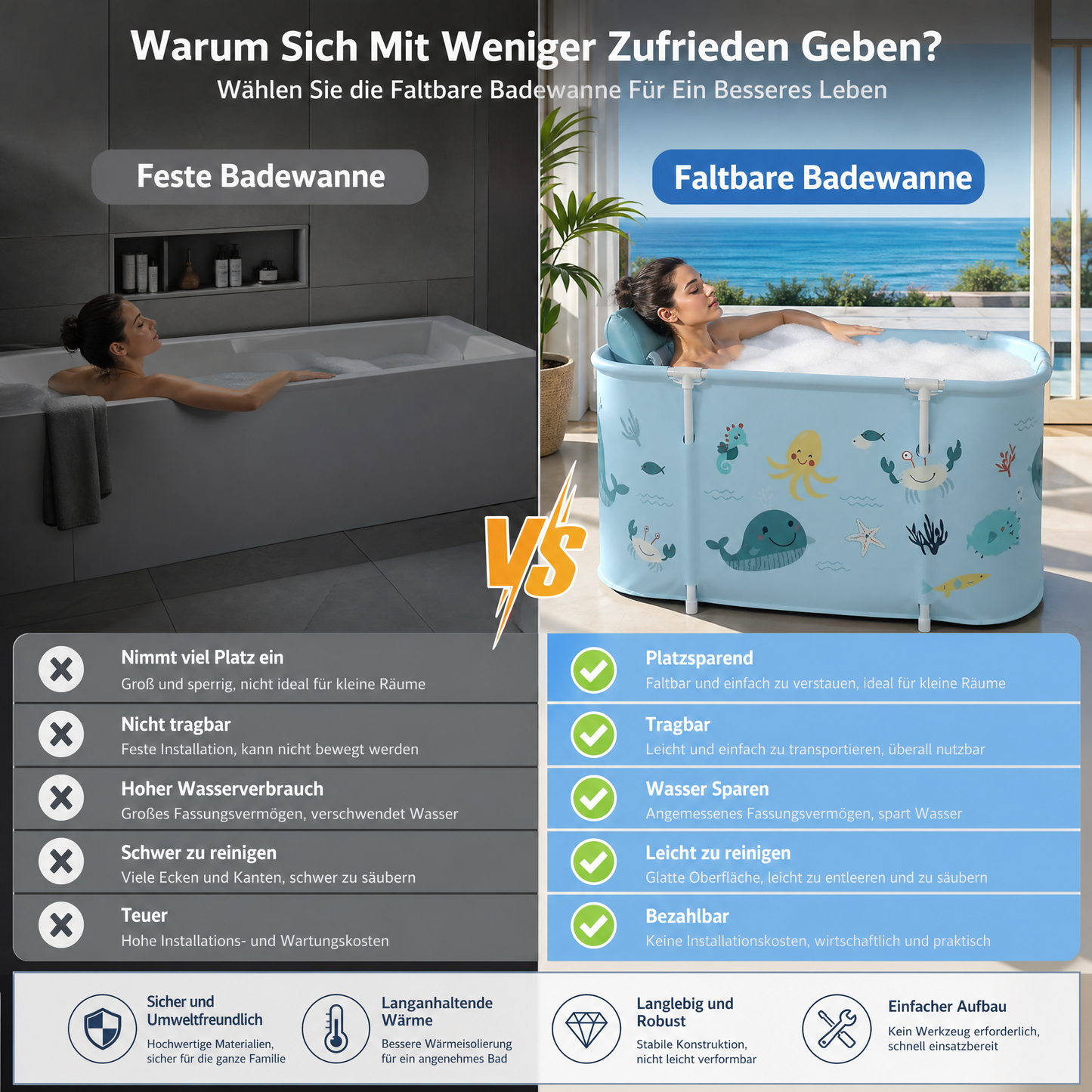 🥳HEISSER SALE 2026🥳💞50.000+ VERKAUFT!👵❤️  Faltbare Badewanne, perfekt zum Baden und Spielen im Wasser, die erste Wahl für Kinder, die Wasseraktivitäten genießen möchten.
