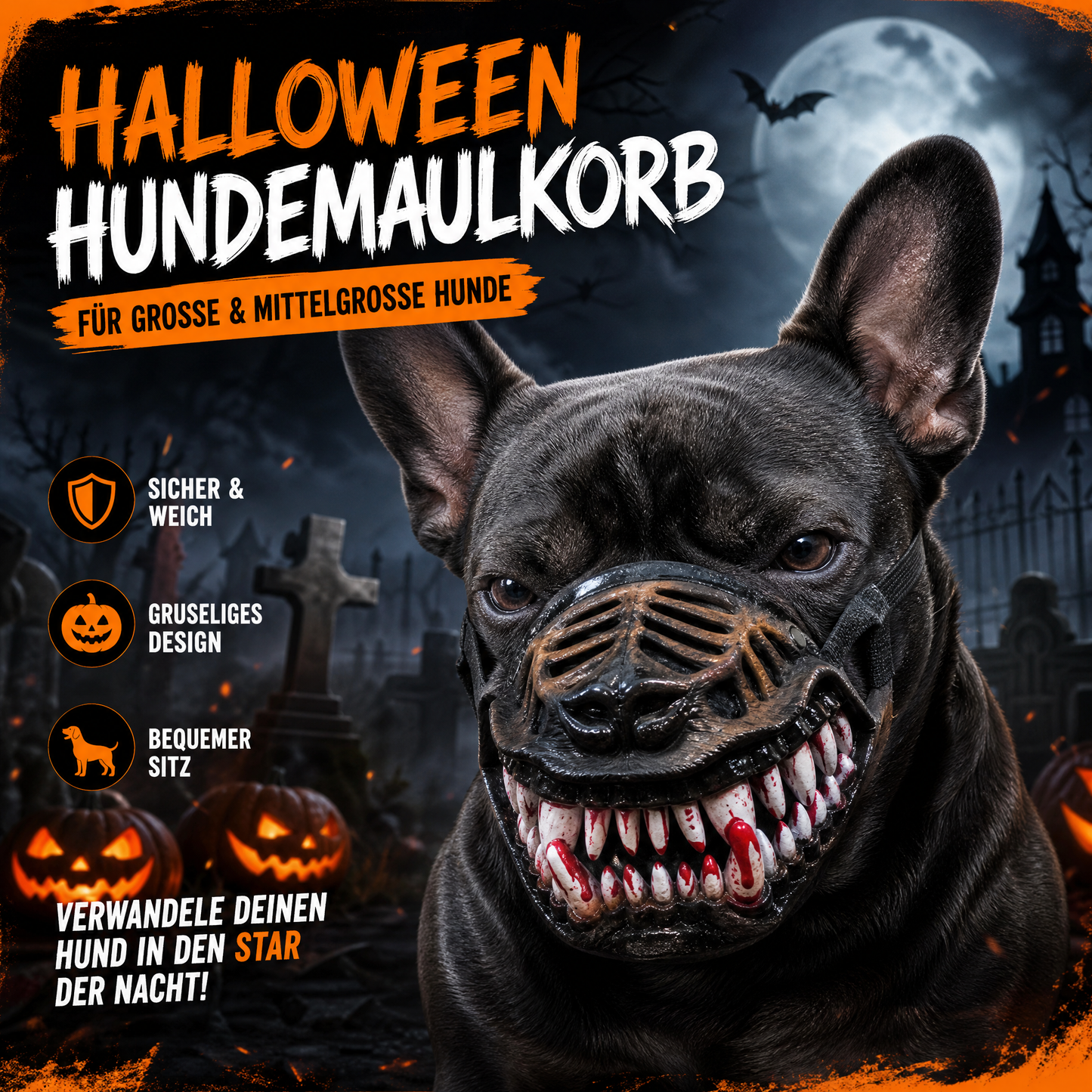 🎃🐶Halloween-Kostüm mit Hundemotiv, lustiges Design, atmungsaktive Passform – perfekt, um in der Halloween-Saison alle Blicke auf sich zu ziehen