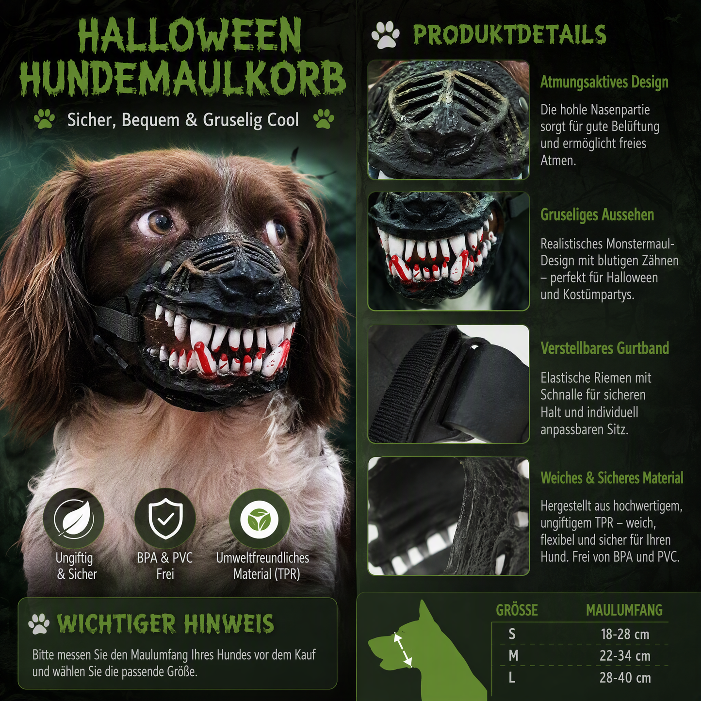 🎃🐶Halloween-Kostüm mit Hundemotiv, lustiges Design, atmungsaktive Passform – perfekt, um in der Halloween-Saison alle Blicke auf sich zu ziehen