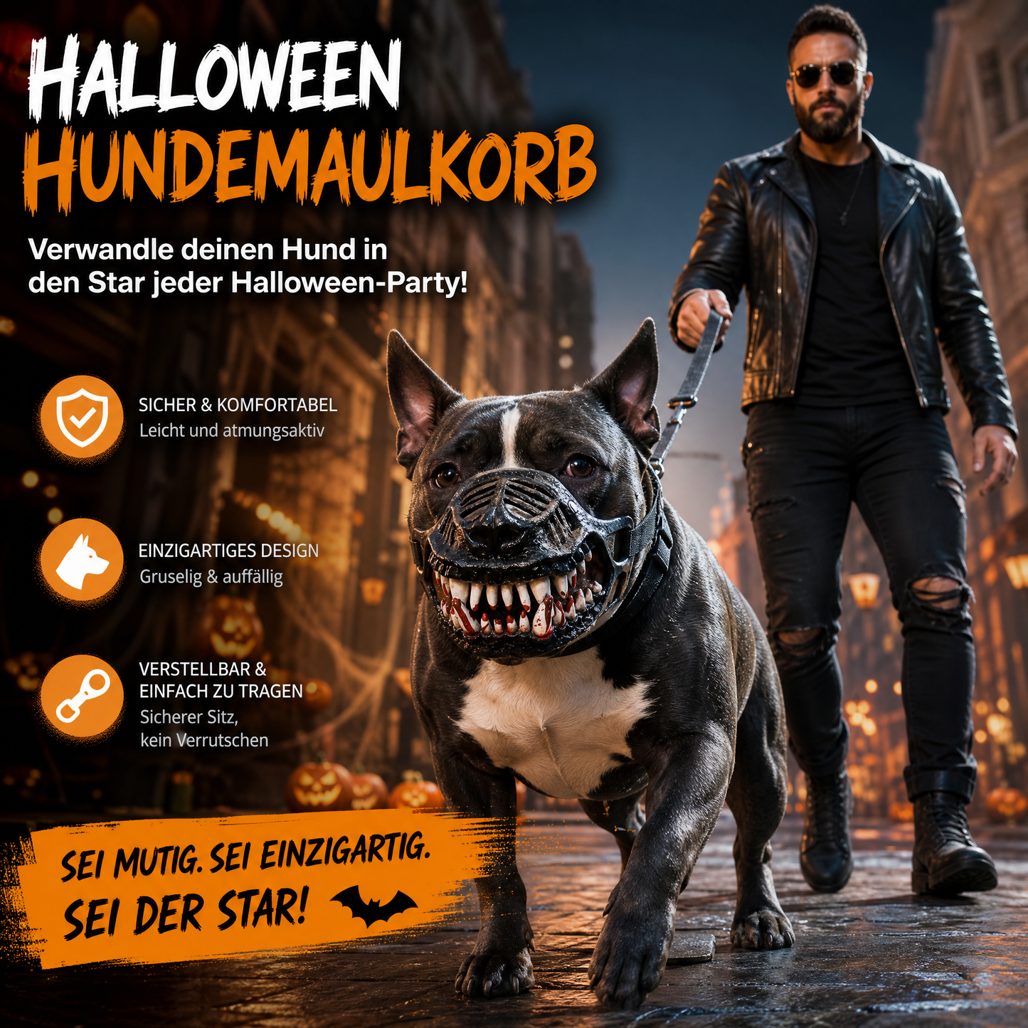 🎃🐶Halloween-Kostüm mit Hundemotiv, lustiges Design, atmungsaktive Passform – perfekt, um in der Halloween-Saison alle Blicke auf sich zu ziehen