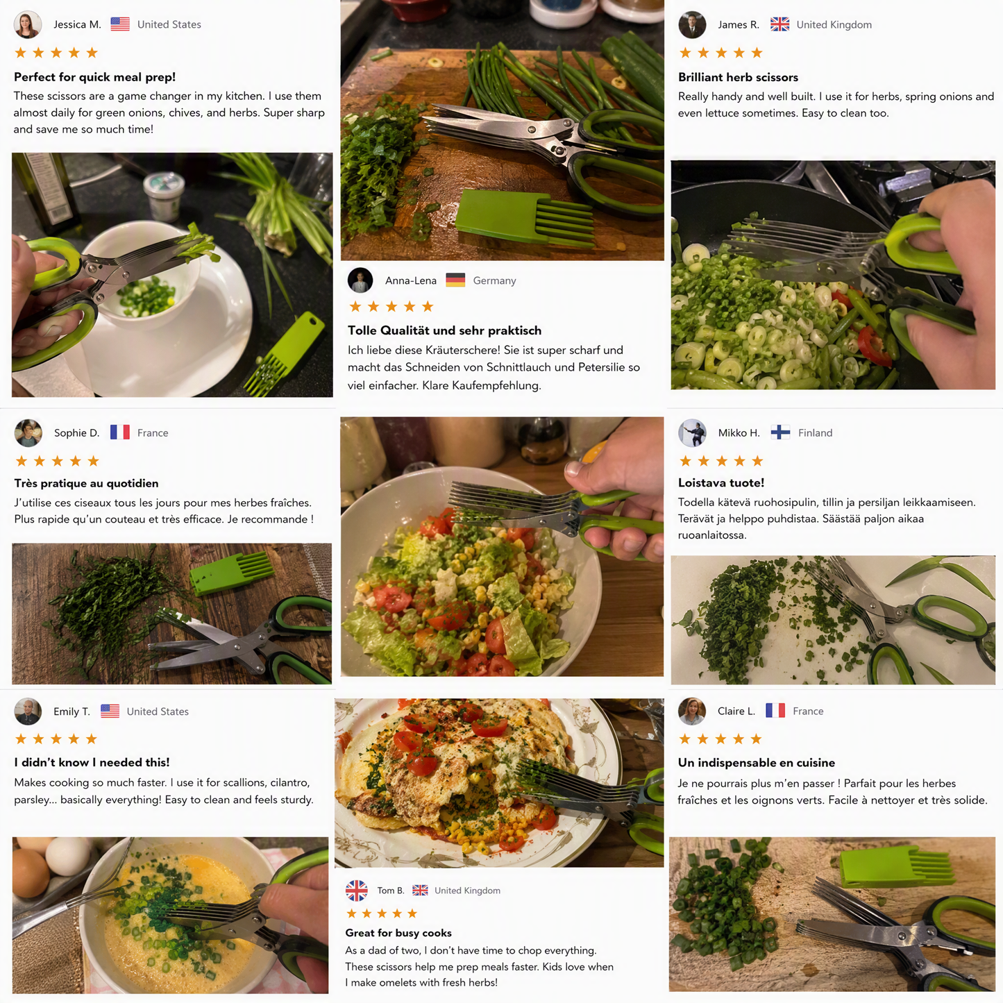 ✂️🥬 Fünfklingen-Küchenschere aus Edelstahl – Schneidet gleichmäßige, feine Streifen in einem Arbeitsgang und eignet sich hervorragend für Frühlingszwiebeln, Koriander, Chilischoten und Algen.