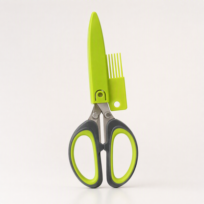 ✂️🥬 Fünfklingen-Küchenschere aus Edelstahl – Schneidet gleichmäßige, feine Streifen in einem Arbeitsgang und eignet sich hervorragend für Frühlingszwiebeln, Koriander, Chilischoten und Algen.