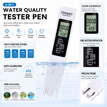 💧📊 Digitaler TDS-Tester – Großer LCD-Bildschirm, 3 Sekunden schnelle Messung, sofort einsatzbereit 💯📦 Praktisch für Trinkwasser, Aquarium und Kaffee | Deutsche Qualität, langlebig und zuverlässig